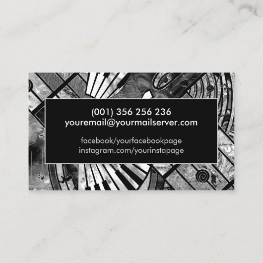 Muziekleraar Abstracte kunstcollage Visitekaartje (Achterkant)