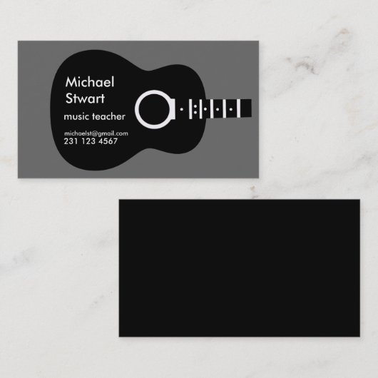 muziekleraar . akoestische gitaar visitekaartje (Voorkant / Achterkant)