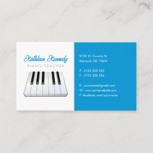 Muziekleraar Black White Piano Keys Visitekaartje