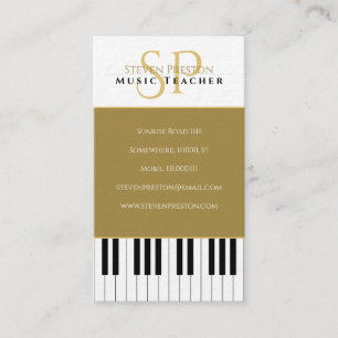 Muziekleraar Black White Piano Keys Visitekaartje