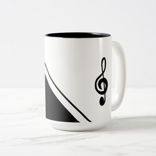Muziekleraar Black White Trendy Musical Tweekleurige Koffiemok (Voorkant rechts)