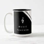Muziekleraar Black White Trendy Musical Tweekleurige Koffiemok (Links)