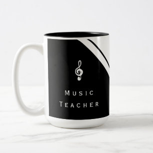 Muziekleraar Black White Trendy Musical Tweekleurige Koffiemok