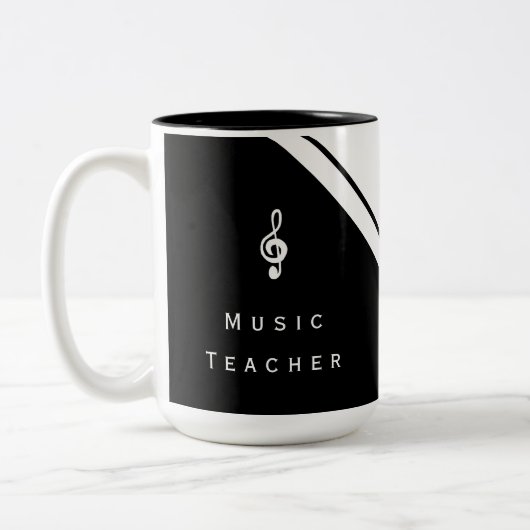 Muziekleraar Black White Trendy Musical Tweekleurige Koffiemok (Links)