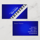 Muziekleraar | Blauwe piano toetsen Visitekaartje (Voorkant / Achterkant)