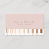 Muziekleraar Blush Pink Gold Piano Keys Musical Visitekaartje (Voorkant)