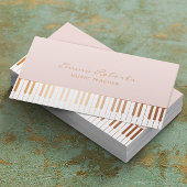Muziekleraar Blush Pink Gold Piano Keys Musical Visitekaartje