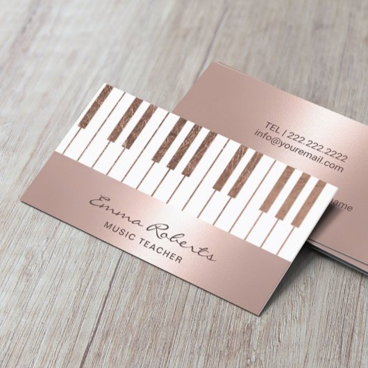 Muziekleraar Blush Roos Gold Piano Keys Musical Visitekaartje