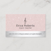 Muziekleraar Blush roze & Silver Musical Visitekaartje (Voorkant)
