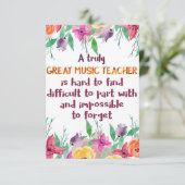 Muziekleraar Classroom Decor Appreciation Gift (Staand voorkant)