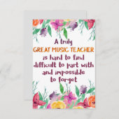 Muziekleraar Classroom Decor Appreciation Gift (Voorkant / Achterkant)