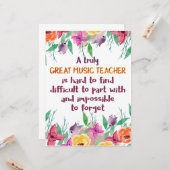 Muziekleraar Classroom Decor Appreciation Gift Kaart (Voorkant / Achterkant in situ)