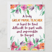 Muziekleraar Classroom Decor Appreciation Gift Kaart (Voorkant)