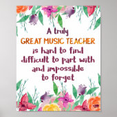 Muziekleraar Classroom Decor Appreciation Gift Poster (Voorkant)