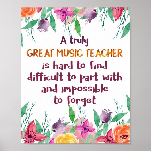 Muziekleraar Classroom Decor Appreciation Gift Poster (Voorkant)
