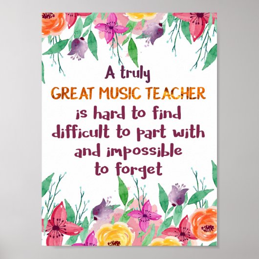 Muziekleraar Classroom Decor Appreciation Gift Poster (Voorkant)