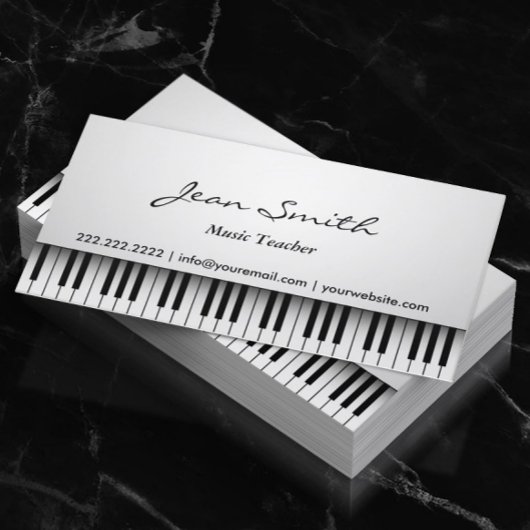 Muziekleraar Classy White Piano Musical Visitekaartje