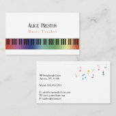 Muziekleraar | Colorful Piano Keys Visitekaartje (Voorkant / Achterkant)