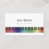 Muziekleraar | Colorful Piano Keys Visitekaartje (Voorkant)