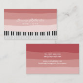 Muziekleraar Coral Red Stripes Piano Keys Musical Visitekaartje (Voorkant / Achterkant)