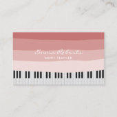 Muziekleraar Coral Red Stripes Piano Keys Musical Visitekaartje (Voorkant)