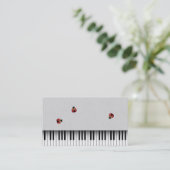 Muziekleraar Cute Ladybugs & Piano Keys Leather Visitekaartje (Staand voorkant)