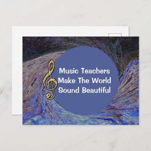 Muziekleraar Dank U Blauwe Spiraalvormige Draai Sc Briefkaart (Voorkant / Achterkant)