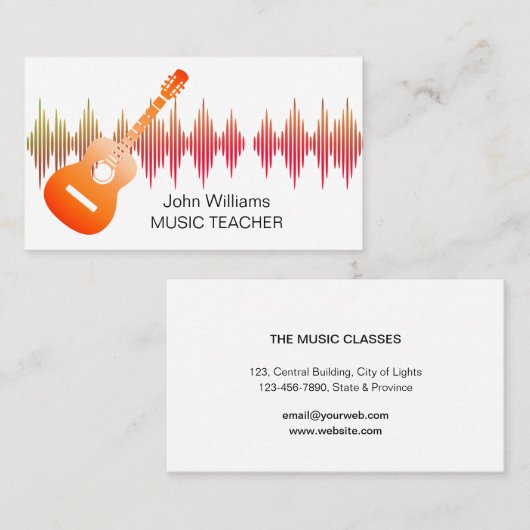 Muziekleraar DJ Guitar Musician Pink Elegant Visitekaartje (Voorkant / Achterkant)