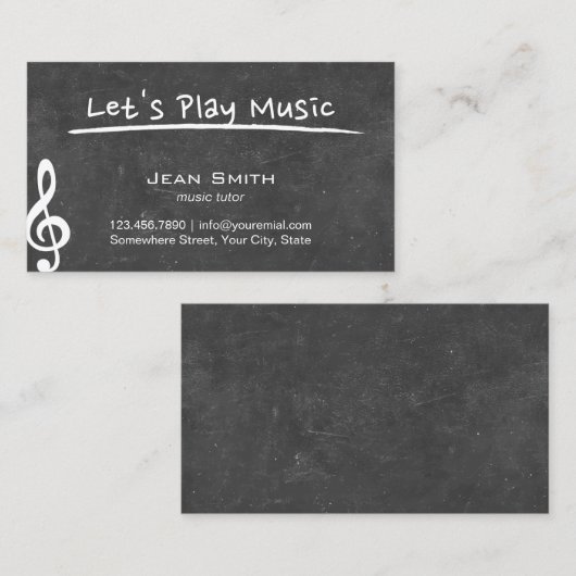 Muziekleraar Elegant Chalkboard Visitekaartje (Voorkant / Achterkant)