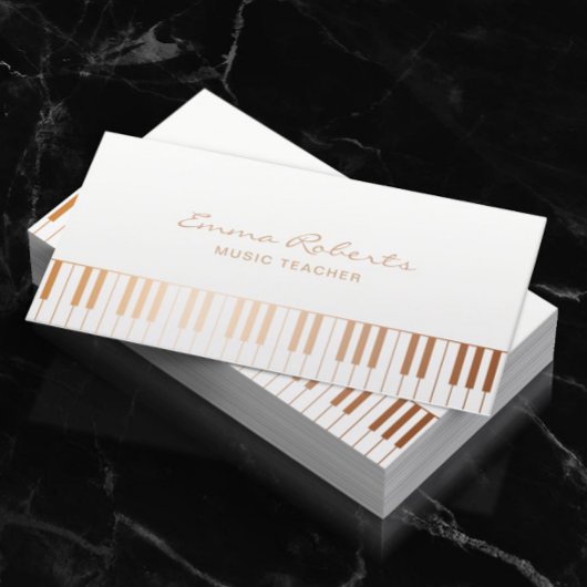 Muziekleraar Elegant Gold Piano Keys Musical Visitekaartje