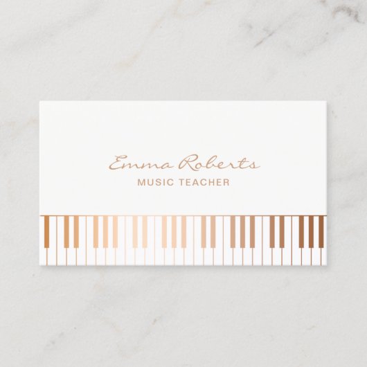 Muziekleraar Elegant Gold Piano Keys Musical Visitekaartje (Voorkant)