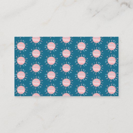 Muziekleraar elegant merkt blauwe achtergrond op contactkaartje (Achterkant)