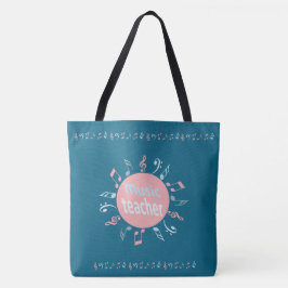 Muziekleraar elegant merkt blauwe achtergrond op tote bag