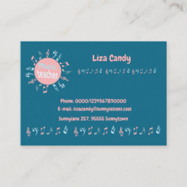 Muziekleraar elegant merkt blauwe achtergrond op visitekaartje