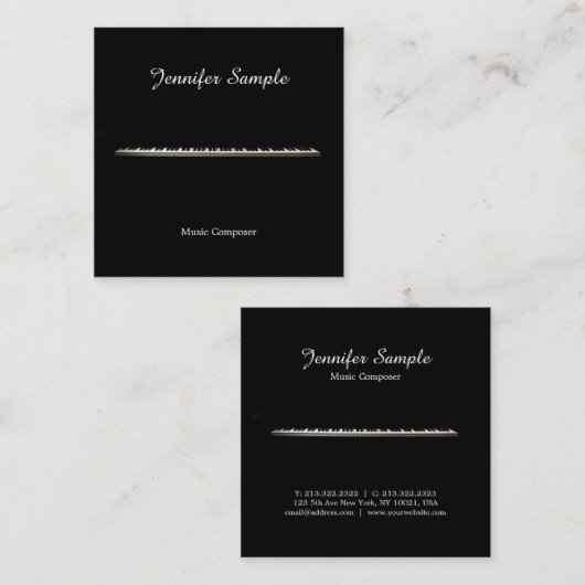 Muziekleraar Elegant Musician Sjabloon Modern Vierkante Visitekaartje (Voorkant / Achterkant)