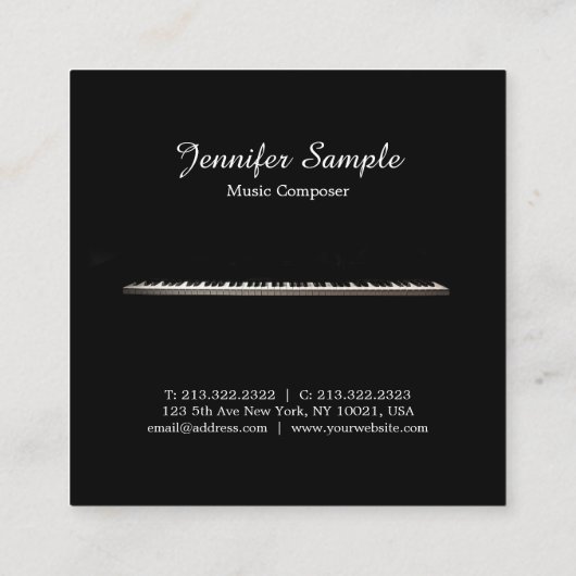 Muziekleraar Elegant Musician Sjabloon Modern Vierkante Visitekaartje (Achterkant)
