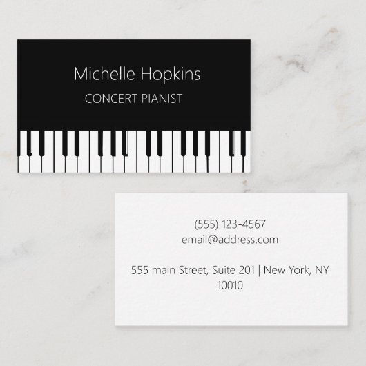 Muziekleraar Elegant Pianist Piano Keys Contactkaartje (Voorkant / Achterkant)