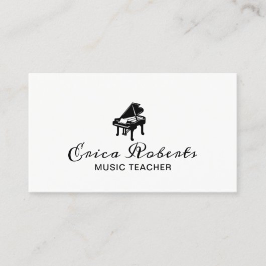 Muziekleraar Elegant Piano Icon Musical Visitekaartje (Voorkant)