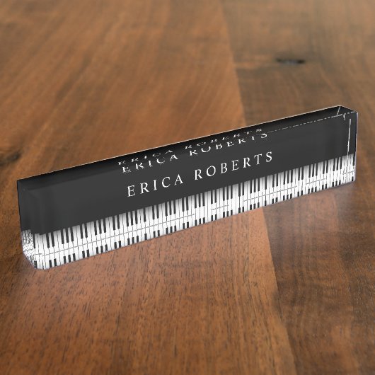 Muziekleraar Elegant Piano Keys Dark Naambordje (Zijkant)