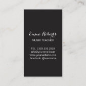Muziekleraar Elegant Piano Keys Musical Visitekaartje (Achterkant)