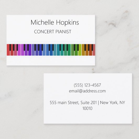 Muziekleraar Elegant Piano Keys-oproepkaart Contactkaartje (Voorkant / Achterkant)