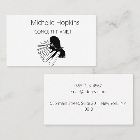 Muziekleraar Elegant Piano Keys-oproepkaart Contactkaartje (Voorkant / Achterkant)