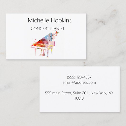 Muziekleraar Elegant Piano Keys-oproepkaart Contactkaartje (Voorkant / Achterkant)