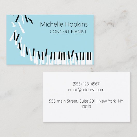 Muziekleraar Elegant Piano Keys-oproepkaart Contactkaartje (Voorkant / Achterkant)