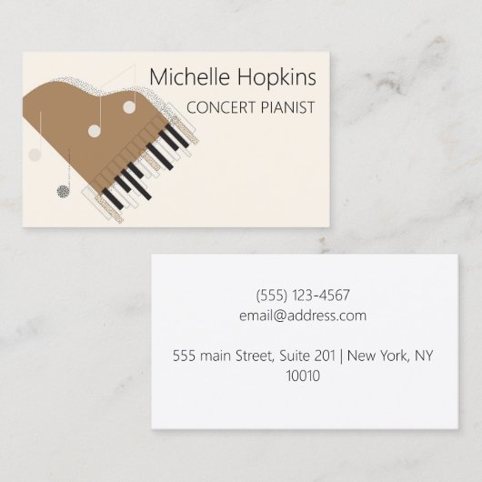 Muziekleraar Elegant Piano Keys-oproepkaart Contactkaartje (Voorkant / Achterkant)