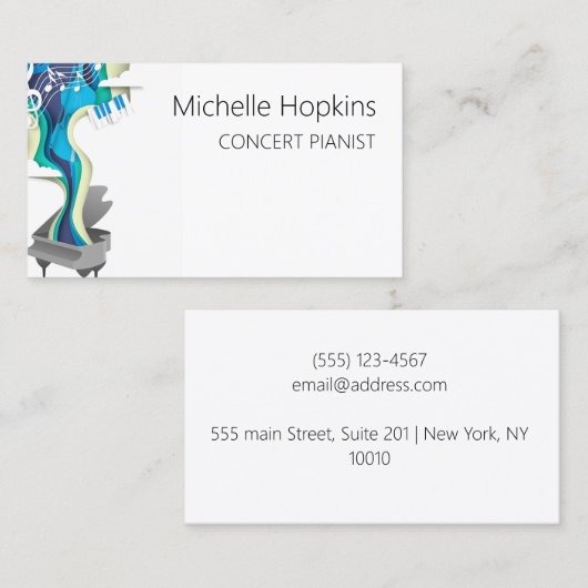 Muziekleraar Elegant Piano Keys-oproepkaart Contactkaartje (Voorkant / Achterkant)