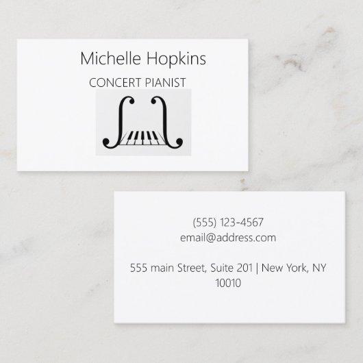 Muziekleraar Elegant Piano Keys-oproepkaart Contactkaartje (Voorkant / Achterkant)