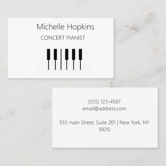 Muziekleraar Elegant Piano Keys-oproepkaart Contactkaartje (Voorkant / Achterkant)