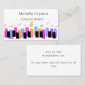 Muziekleraar Elegant Piano Keys-oproepkaart Contactkaartje (Voorkant / Achterkant)