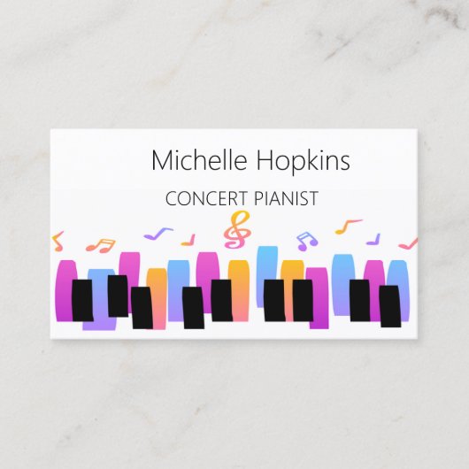 Muziekleraar Elegant Piano Keys-oproepkaart Contactkaartje (Voorkant)